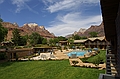 View from room at Desert Pearl Motel outside of Zion National Park